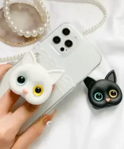 3D Cute Kitten Phone Holder With Mini Mirror