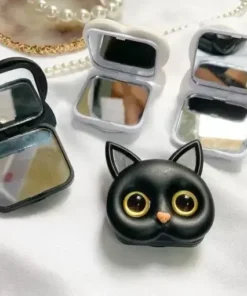 3D Cute Kitten Phone Holder With Mini Mirror