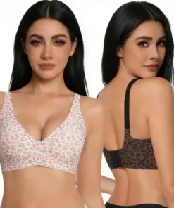 NESLEMY Wireless Bra Comfortable Push-Up, Seamless, Deep V for Daily Wear