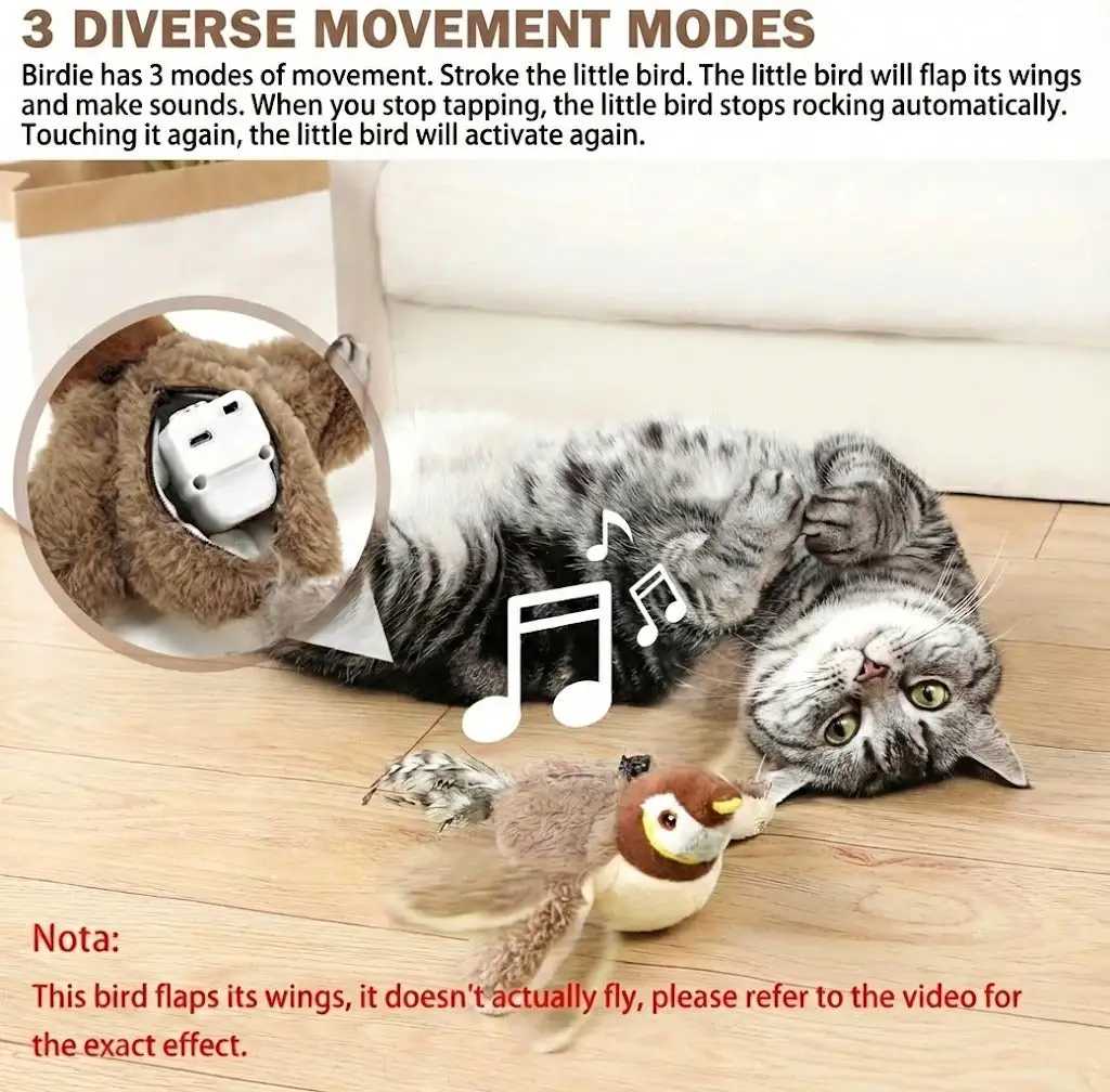 Interactive ChirpingBird Cat Toy (Realistic Flapping Sound) - Image 8