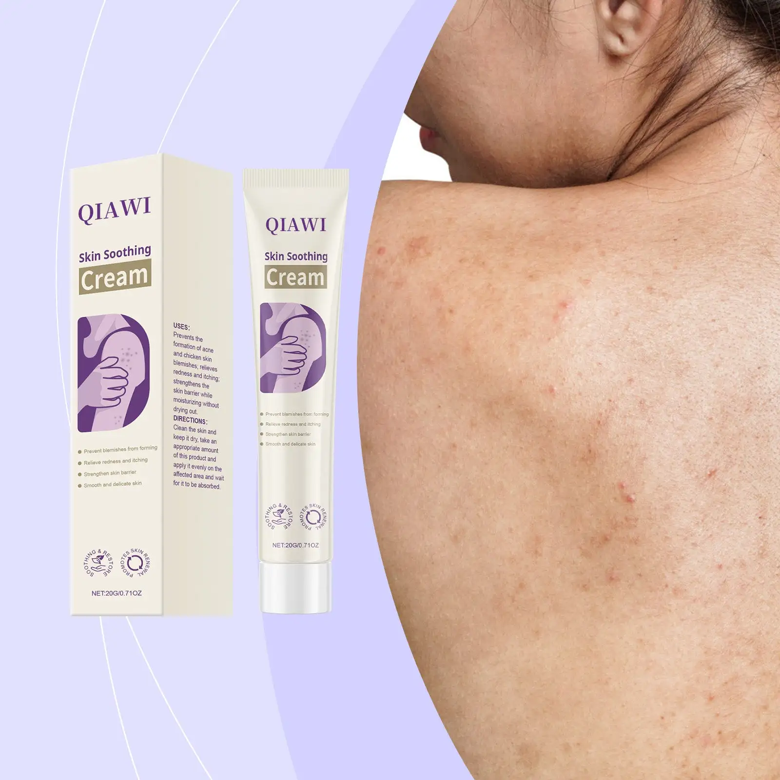 QIAWI 2 All-Over Soothing Gel – Fast Relief for Face & Body, with Tea Tree & Cica for Irritation, Razor Bumps & Dryness, Skin Repair - Image 2