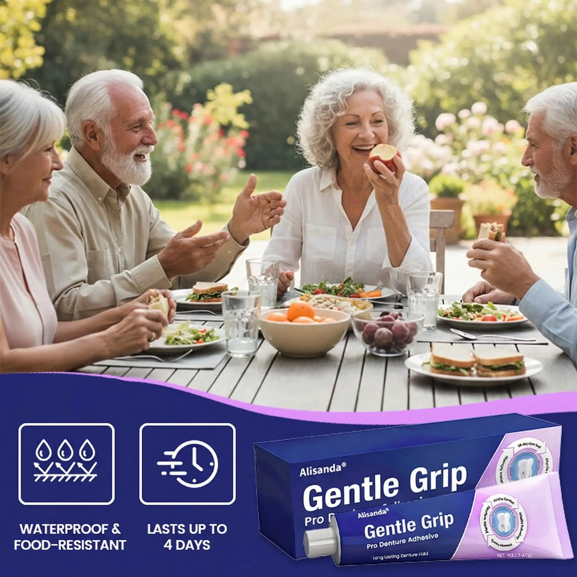 Denture AdhesiveClinically Proven 96- Hour Lock Hold for Secure, Comfortable Zinc-Free Denture Fit - Image 2