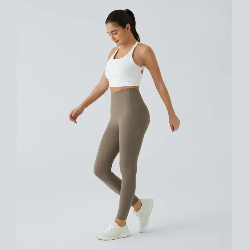 High Waisted Waist Shaping Pocket Shaping Training Leggings - Image 11