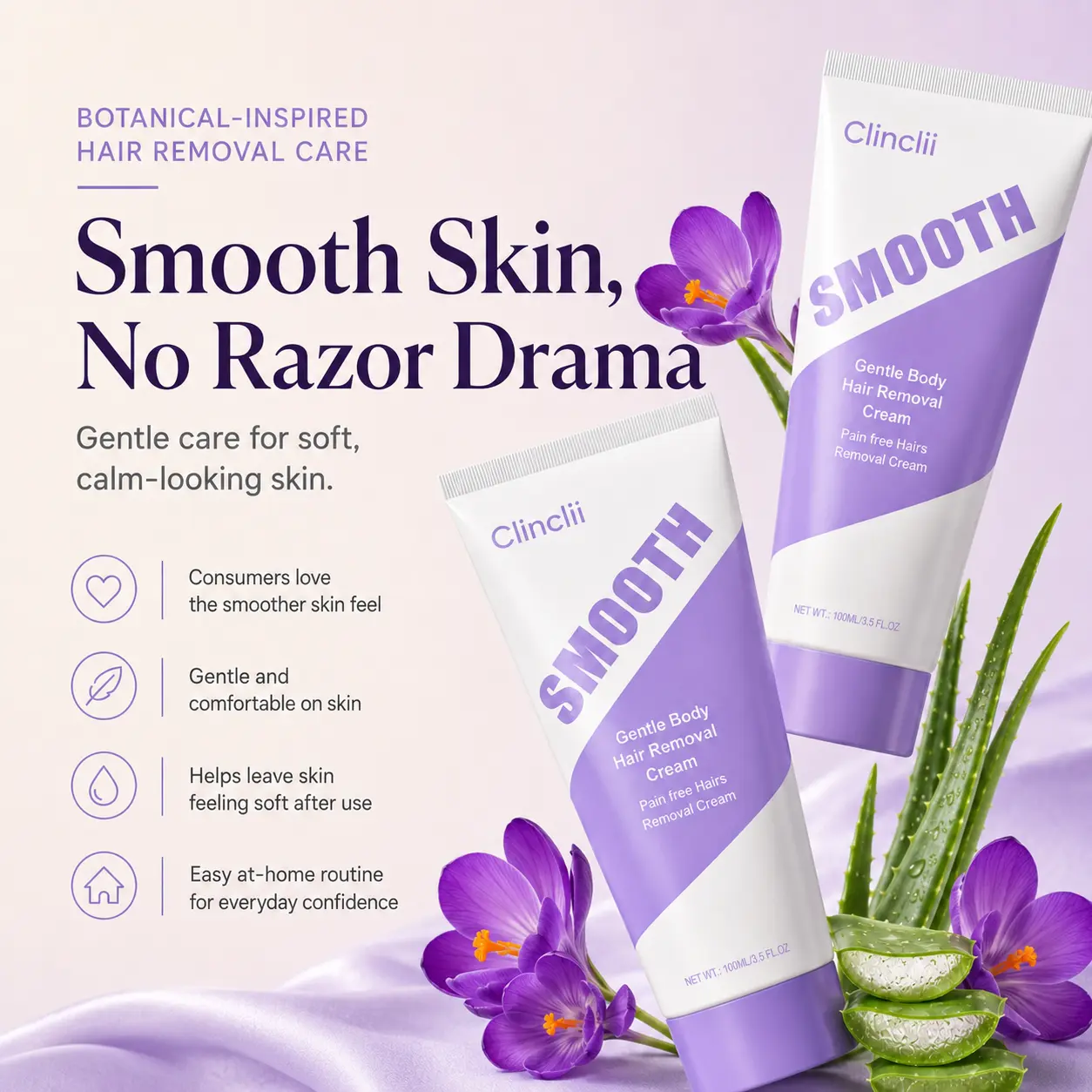 Smooth Hair Removal Cream Silky Skin in Minutes, No Razor Needed - Image 2