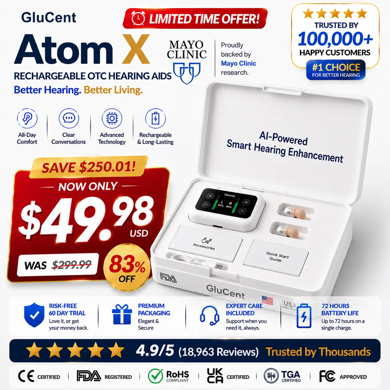 Atom X Smart Hearing Aids — Hear Clearly, Feel Confident Again