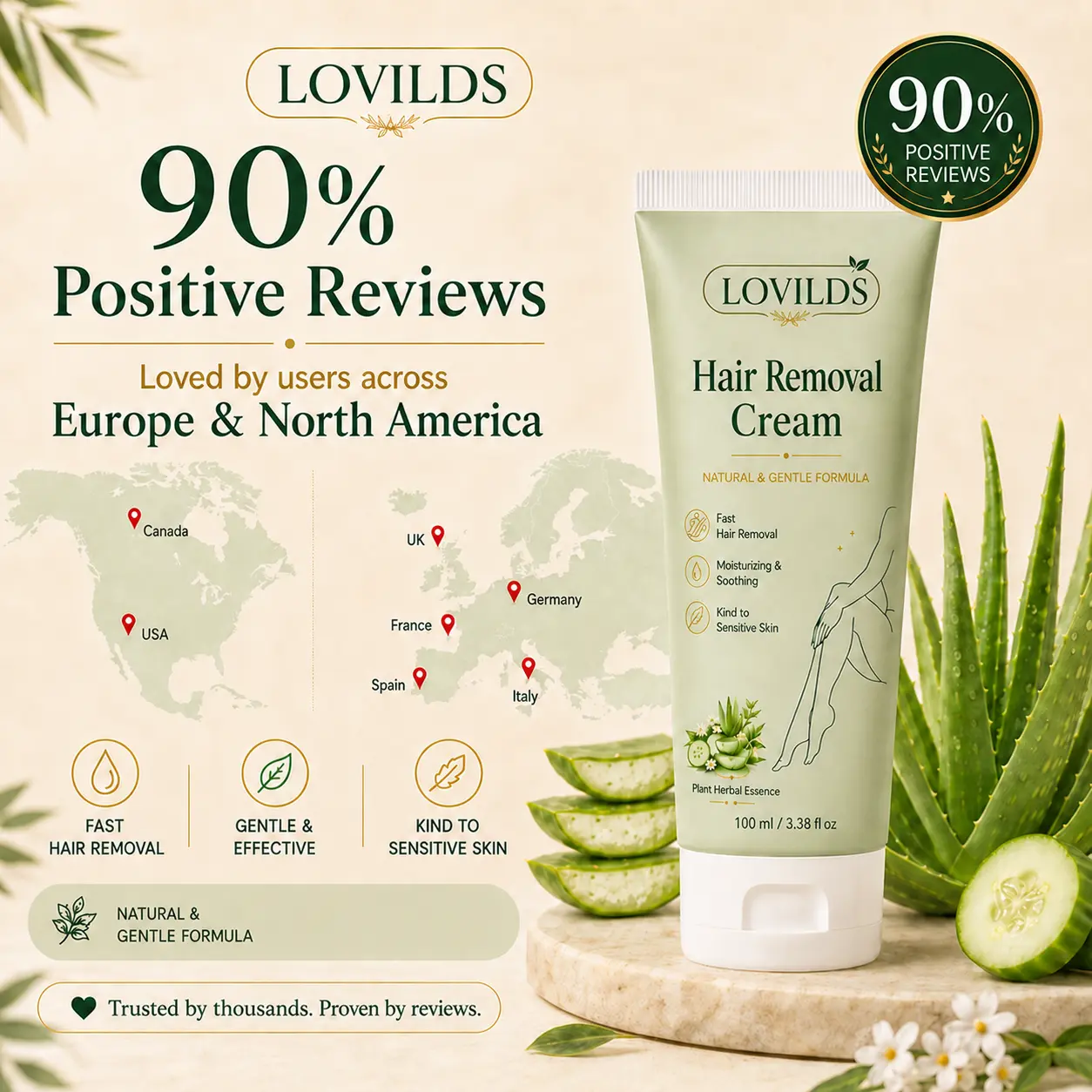 Natural Gentle Hair Removal Cream