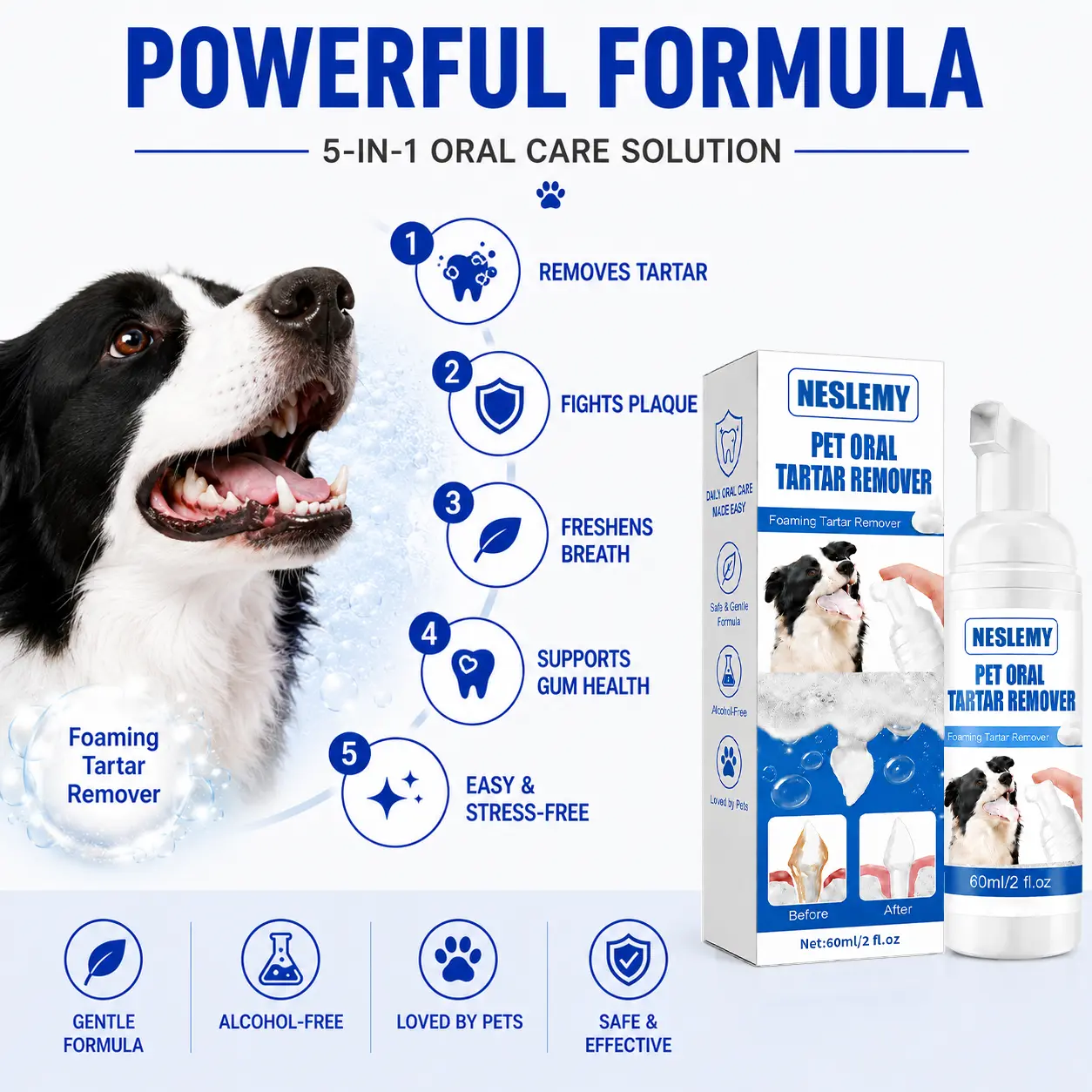 NESLEMY Pet Dental Tartar Care Spray for Dogs & Cats