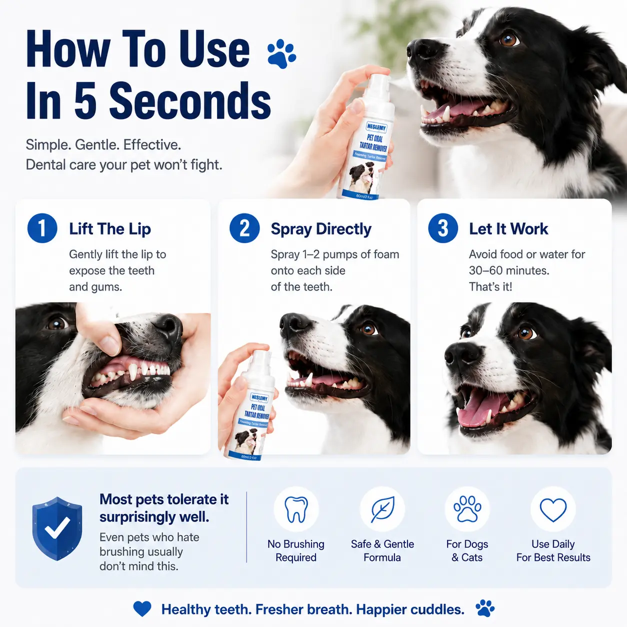 NESLEMY Pet Dental Tartar Care Spray for Dogs & Cats - Image 2