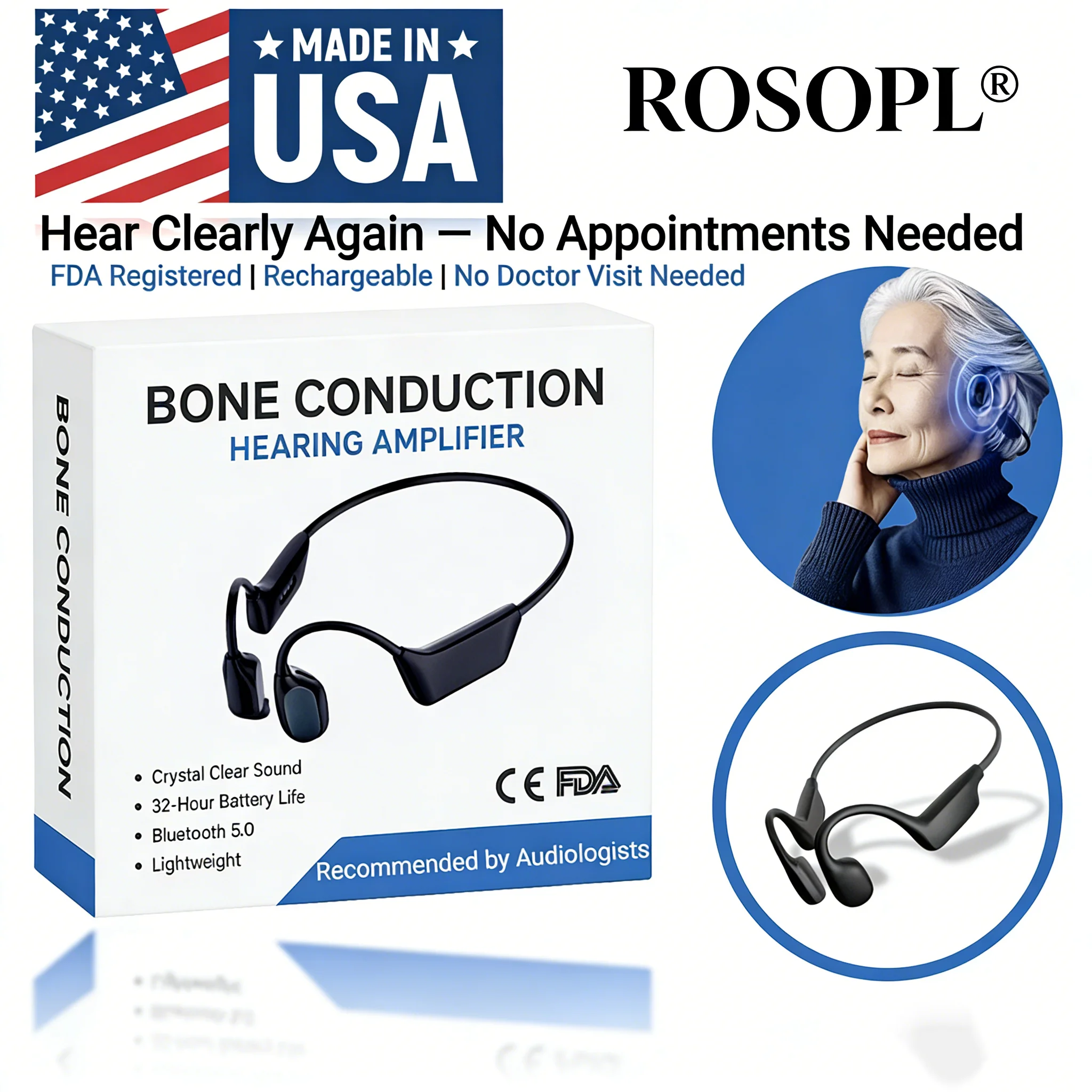 ROSOPL Bone Conduction Smart Hearing Aids