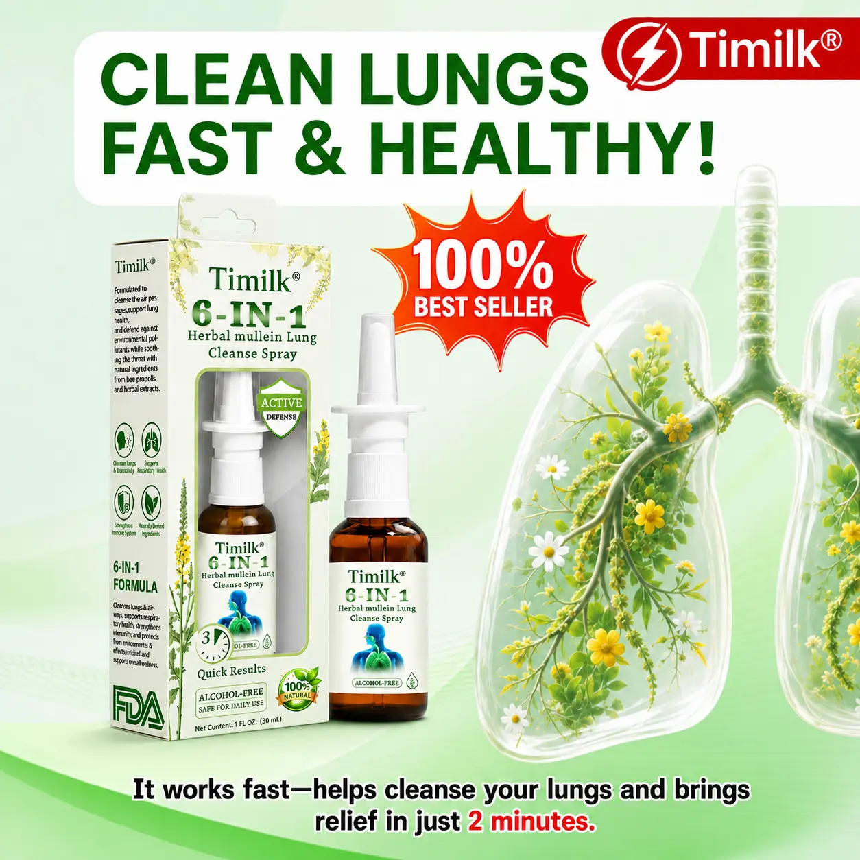 6-in-1 Herbal mullein Lung Cleanse Spray - Image 2