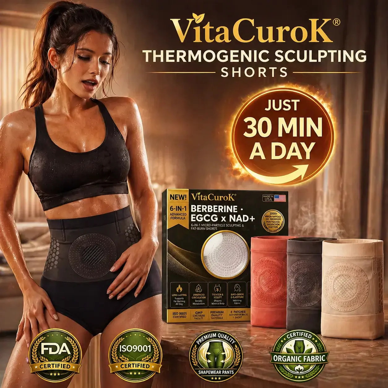 6‑In‑1 Micro‑Particle Sculpting & Fat‑Burn Shorts