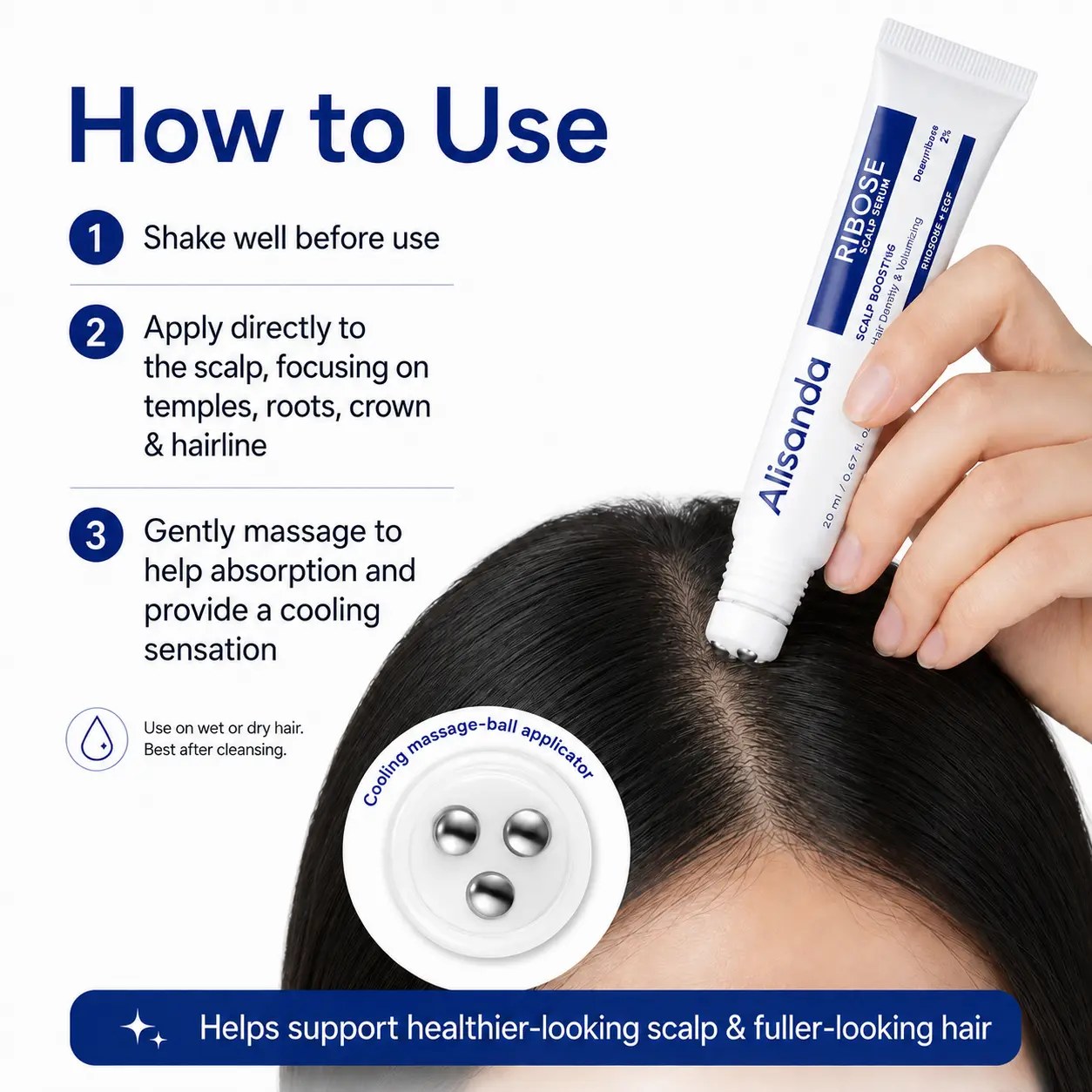 Alisanda RIBOSE Scalp Serum Roll-On for Fuller-Looking Hair - Image 5