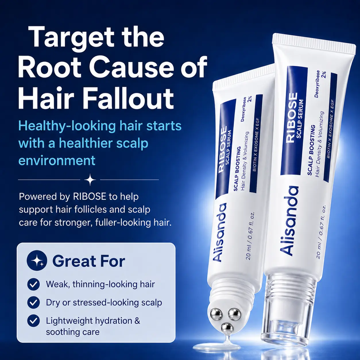 Alisanda RIBOSE Scalp Serum Roll-On for Fuller-Looking Hair - Image 6