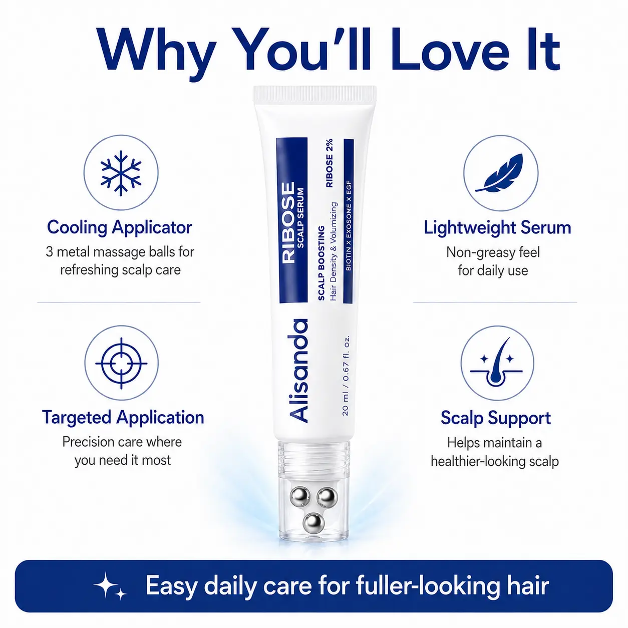 Alisanda RIBOSE Scalp Serum Roll-On for Fuller-Looking Hair - Image 8