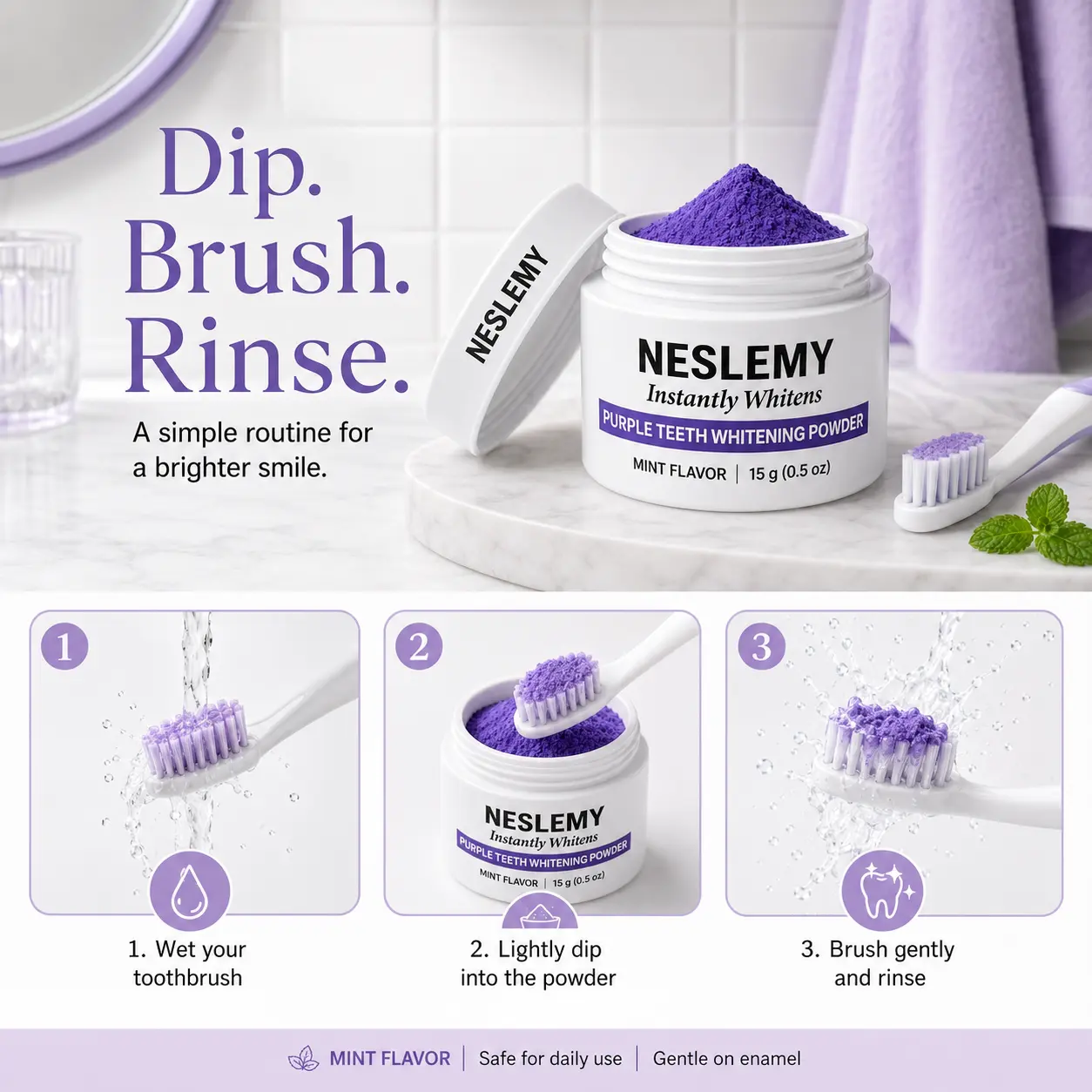 NESLEMY Purple Teeth Whitening Powder - Image 4